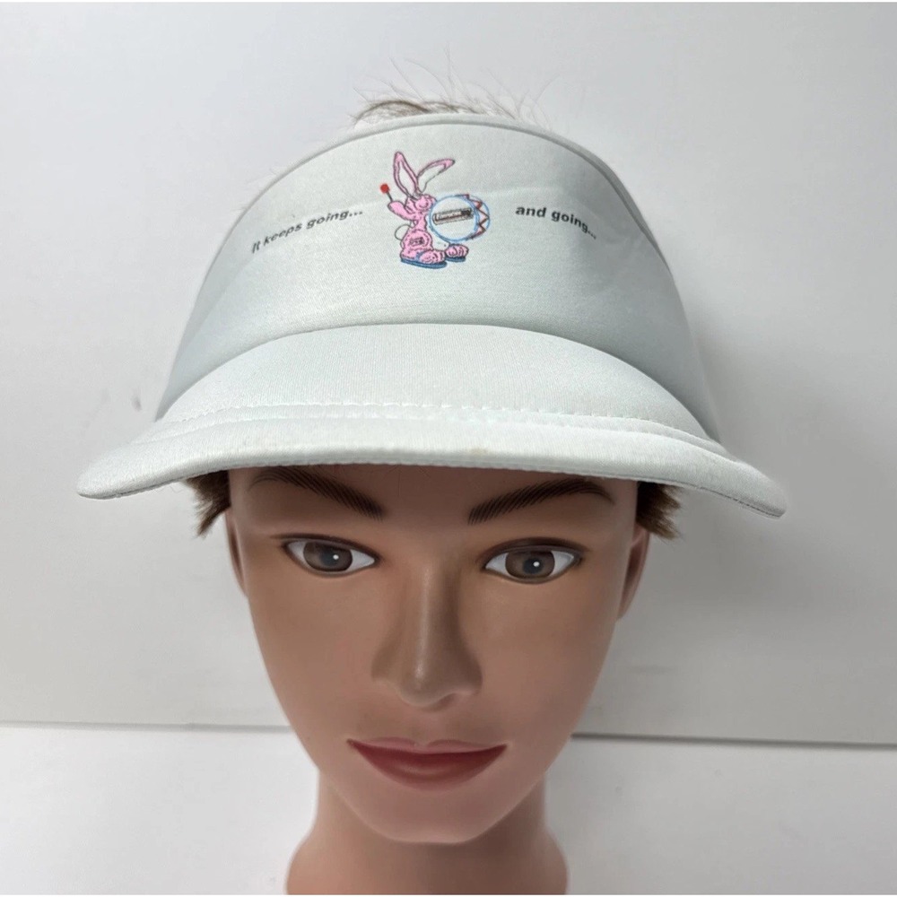 Energizer‎ Bunny Visor Cap Gray Nissin Bunny Logo Hat Strap Back Adjustable